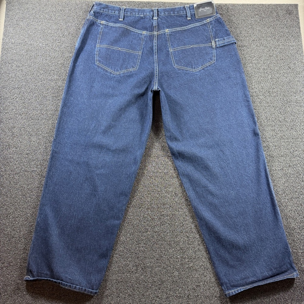 VTG 90s Sean John Men's 42x32 Baggy Wide Leg Carpenter Jeans Dark Wash Denim Y2K
